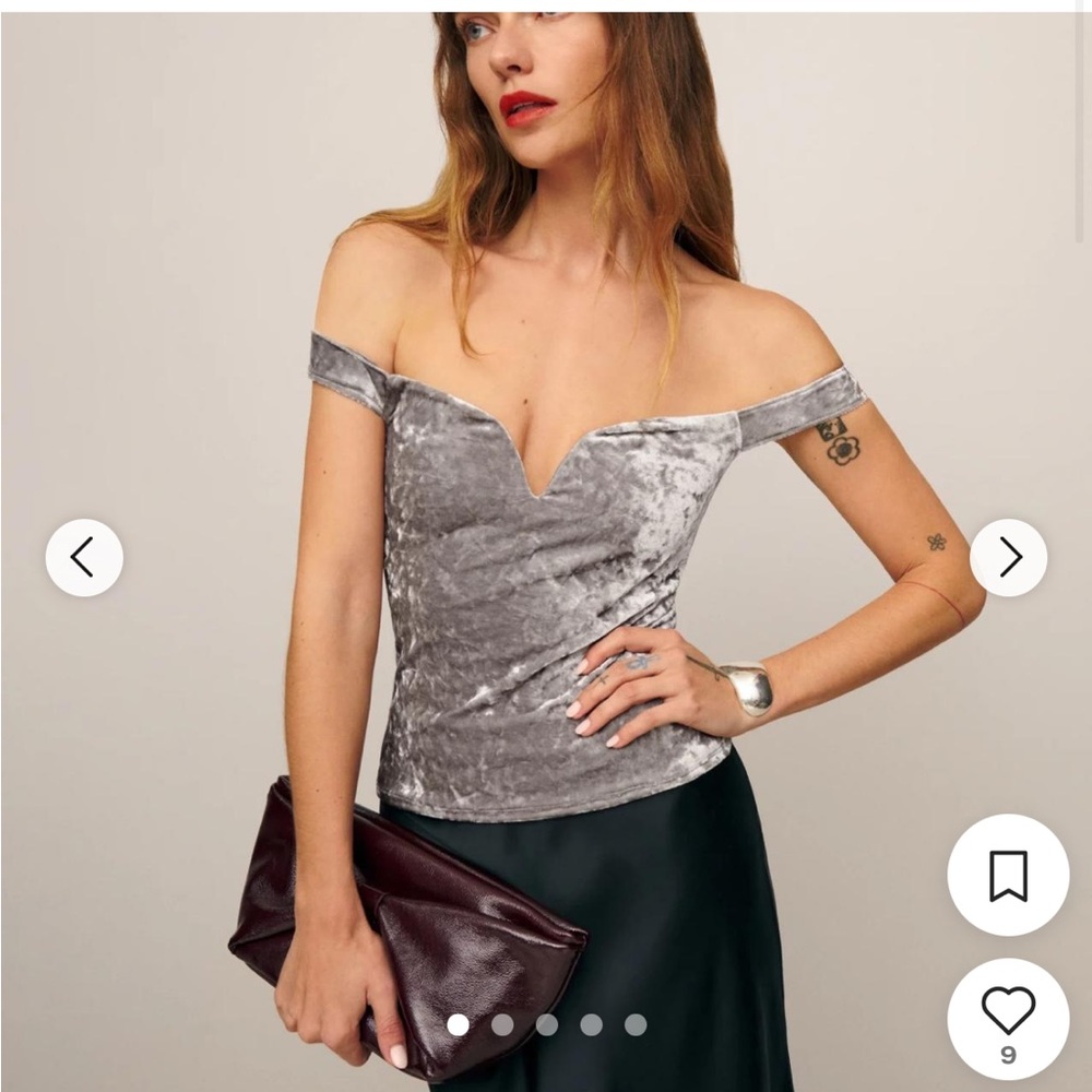Reformation Andria Knit Top in moonlight velvet